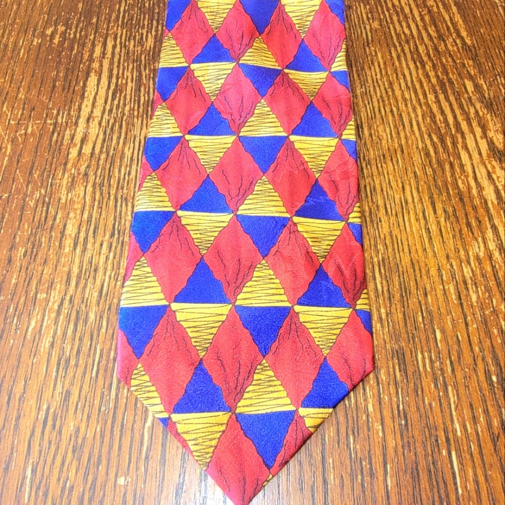Jerry Garcia Collector's Edition Silk Tie Red Purple Gold Geometric Pattern